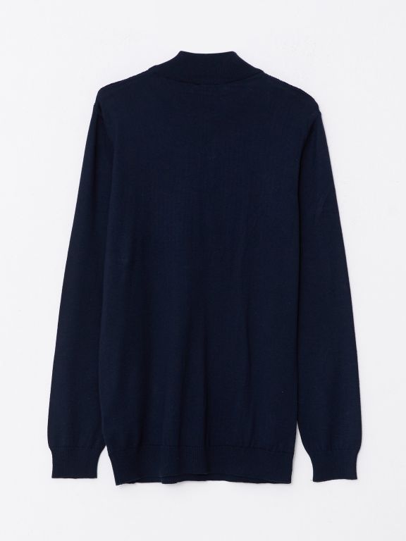 Turtle Neck Long Sleeve Men's Tricot Sweater