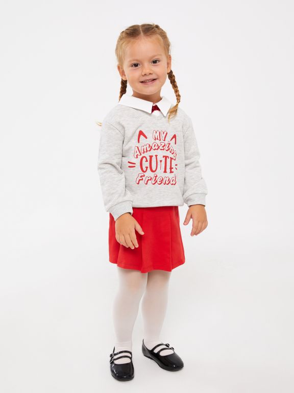 Shirt Collar Long Sleeve Baby Girl Set 3-Piece