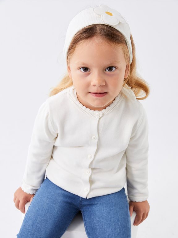 Crew Neck Baby Girl Knitwear Cardigan