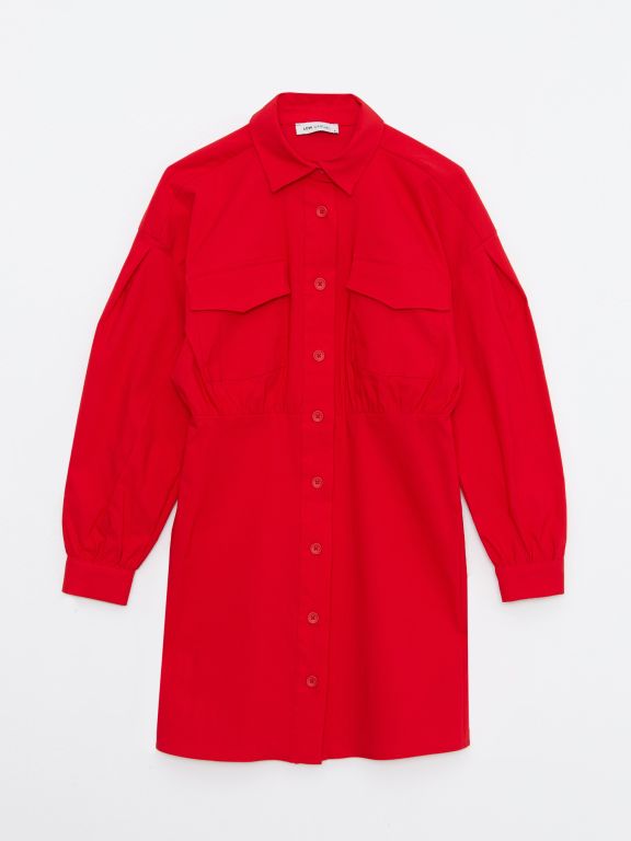 Plain Long Sleeve Women Shirt Dress