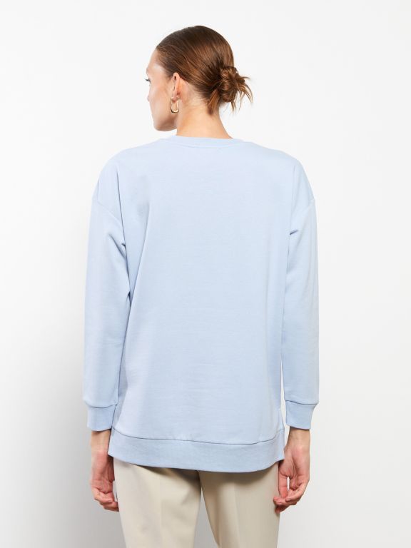 Crew Neck Printed Long Sleeve Women's Sweatshirt