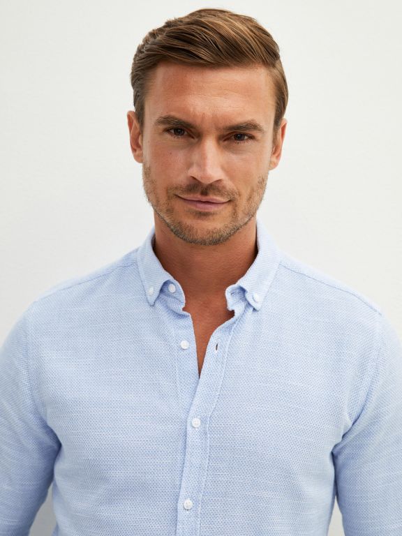 Slim Fit Long Sleeve Men's Shirt