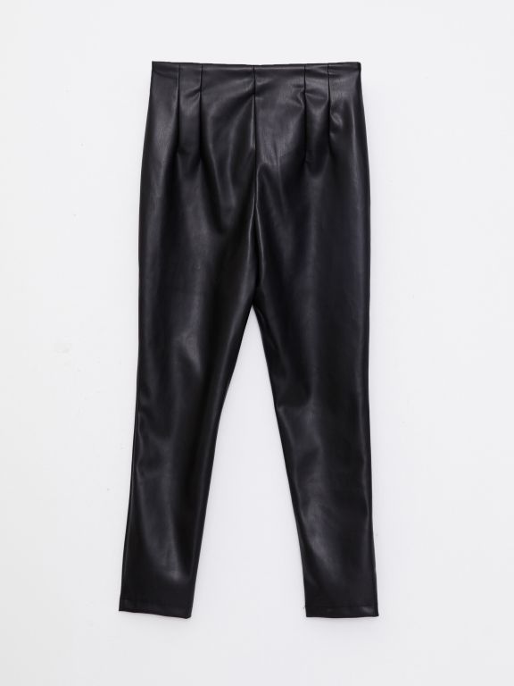 Standard Fit Regular Faux Leather Women's Trousers
