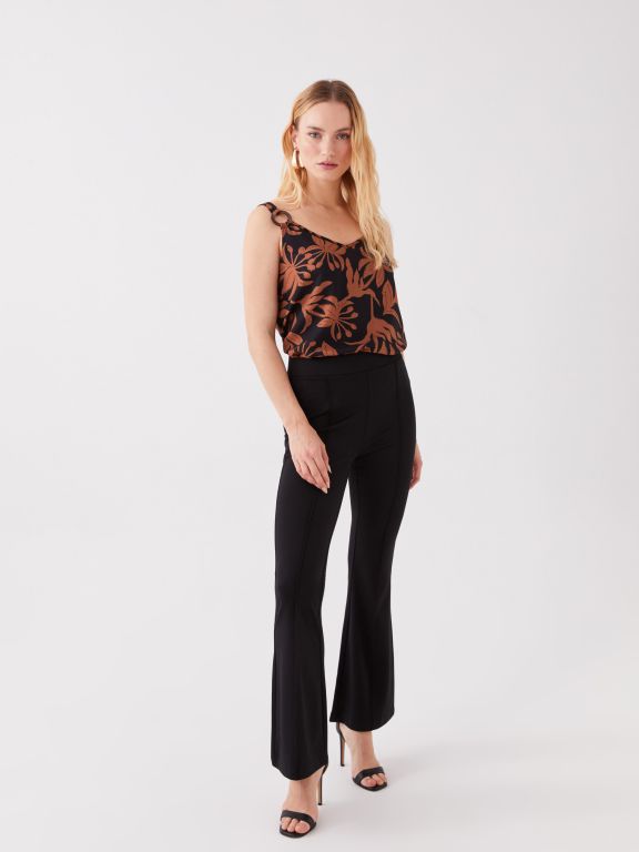 Elastic Waist Slim Fit Women's Trousers