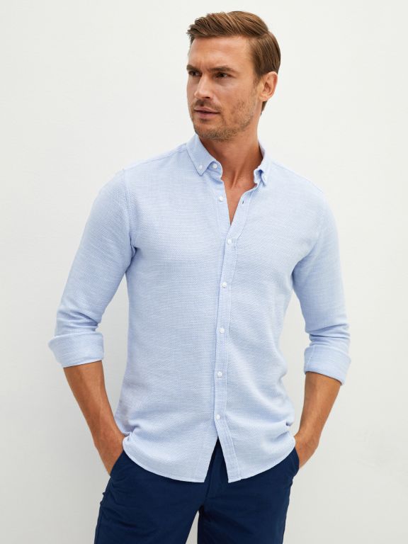 Slim Fit Long Sleeve Men's Shirt