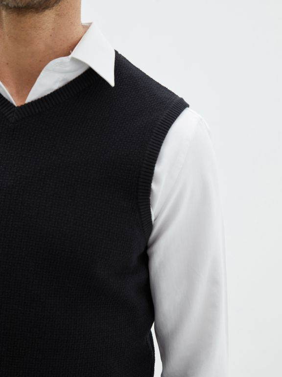 V Neck Sleeveless Straight Men's Sweater