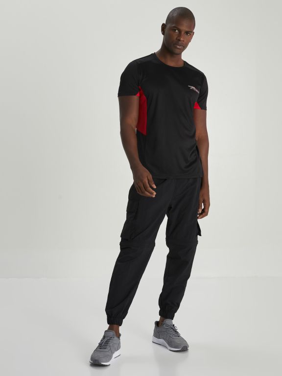 Crew Neck Short Sleeve Color Block Men's Sports T-Shirt