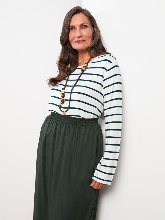 Crew Neck Striped Long Sleeve Women's Tunic