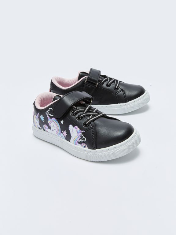 Printed Hook and Loop Girls' Shoes