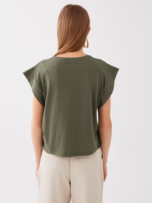 Crew Neck Straight Short Sleeve Women Blouse