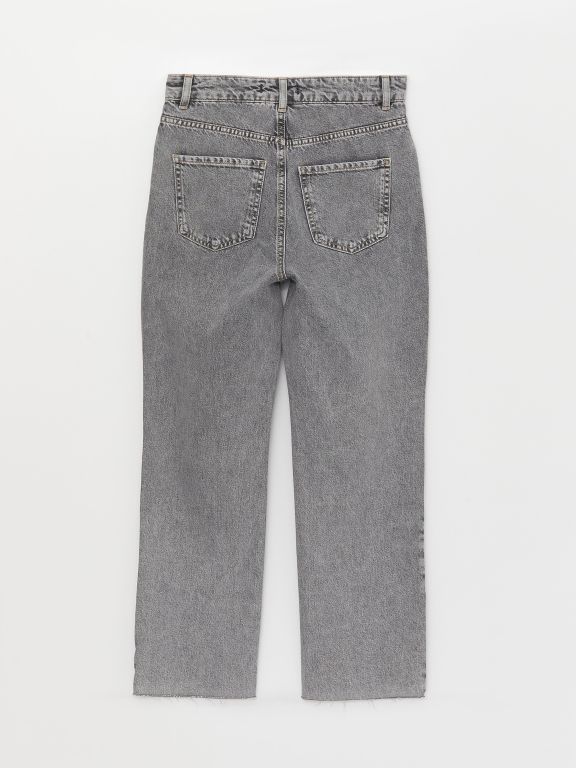 High Waisted Straight Fit Women's Denim Trousers
