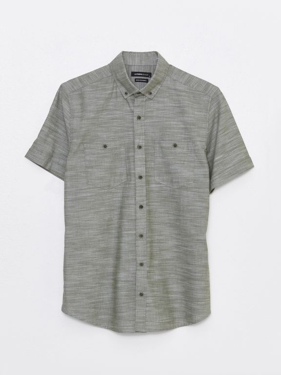 Regular Fit Short Sleeve Poplin Men's Shirt