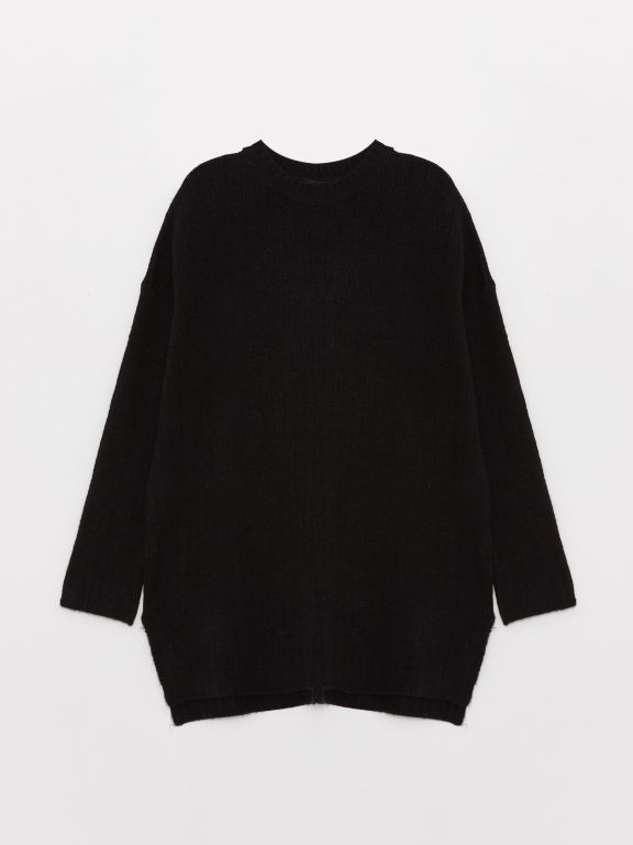 Crew Neck Straight Long Sleeve Oversize Women's Knitwear Sweater