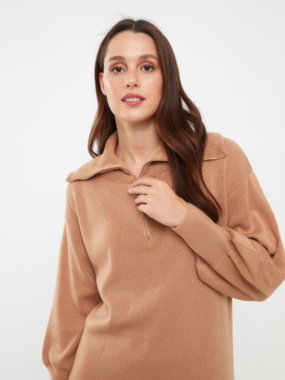 Turtleneck Regular Long Sleeve Women's Tricot Tunic