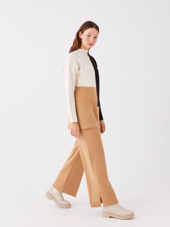 Elastic Waist Regular Bell-Bottoms Women's Tricot Trousers