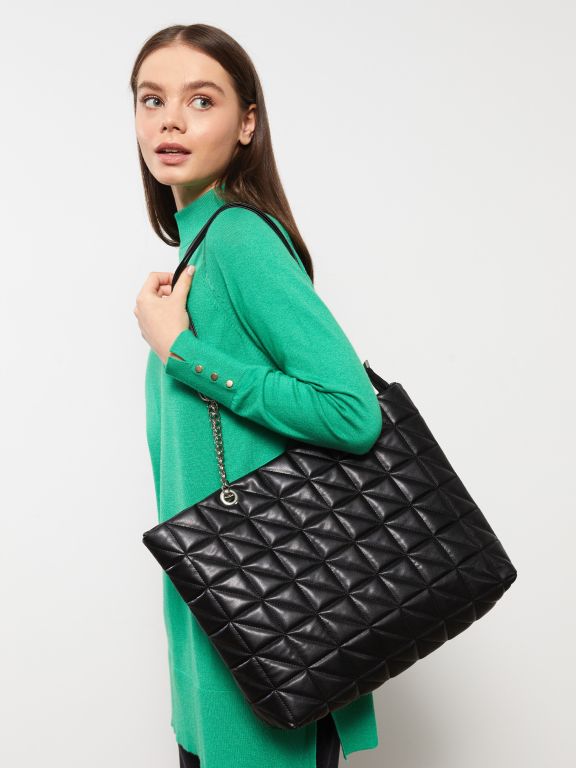 Leather Look Quilted Detailed Women's Shoulder Bag