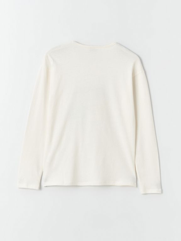 Crew Neck Printed Long Sleeve Girl T-shirt