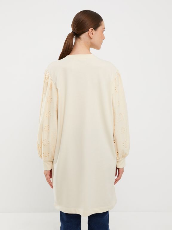 Crew Neck Embroidered Long Sleeve Women's Tunic