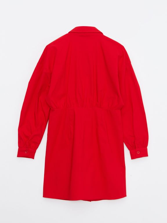Plain Long Sleeve Women Shirt Dress
