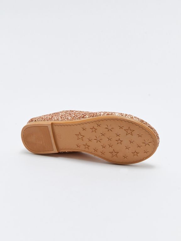 Silvery Elastic Girls Baby Flats