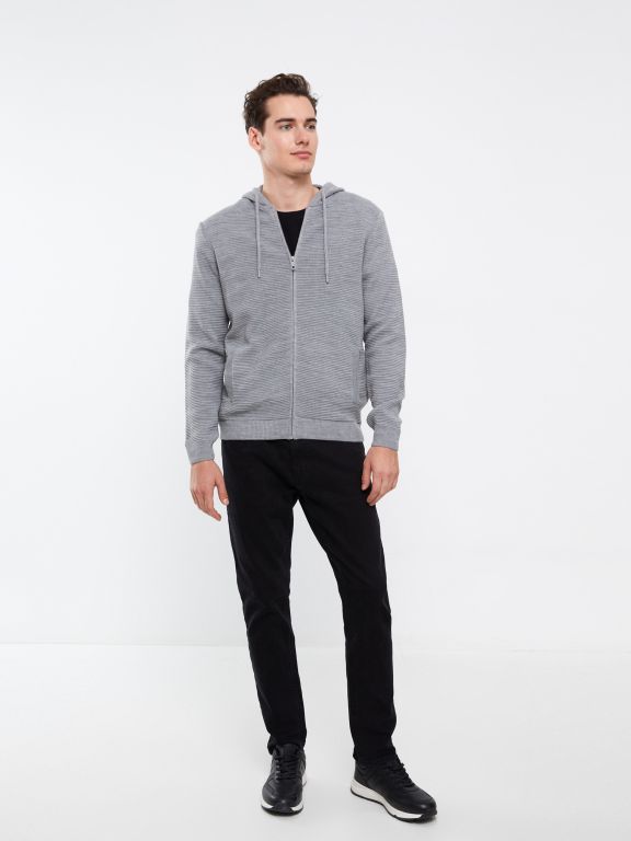 Hooded Long Sleeve Men's Tricot Cardigan
