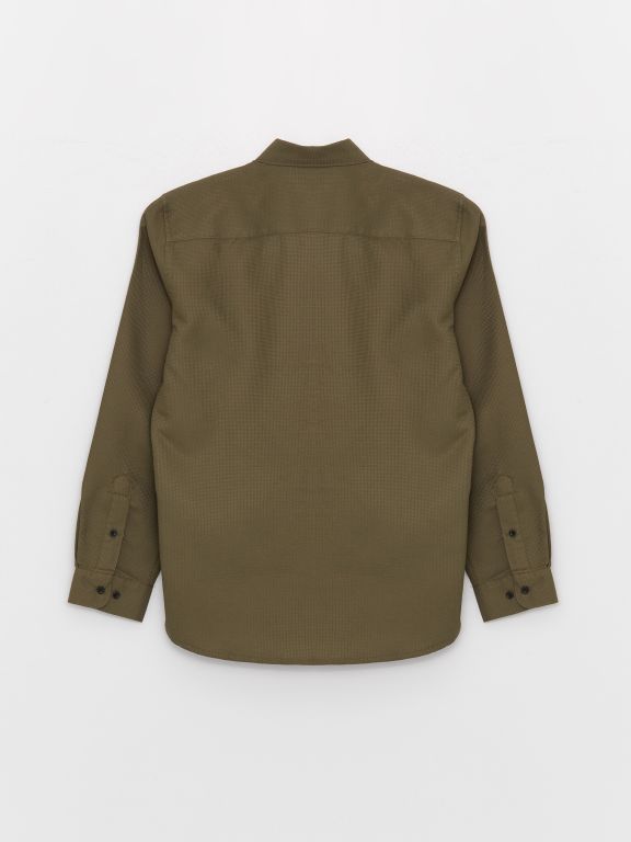 Slim Fit Long Sleeve Dobby Weave Men's Shirt