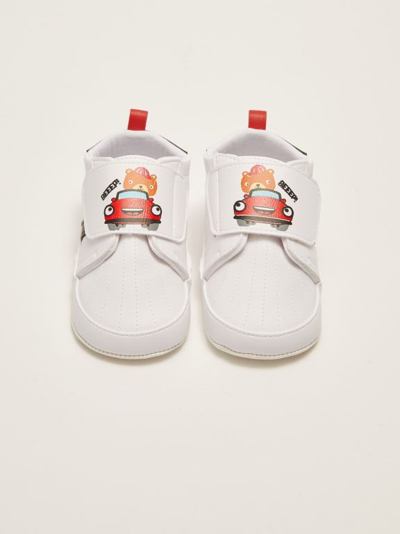 Cotton Lined Printed Hook and Loop Baby Boy Pre-Toddler House Shoes