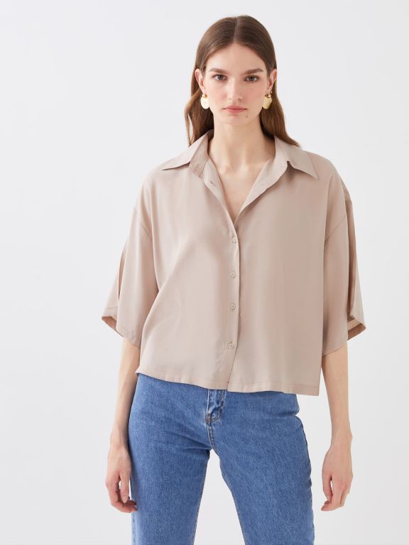 Plain Short Sleeve Oversize Women's Shirt