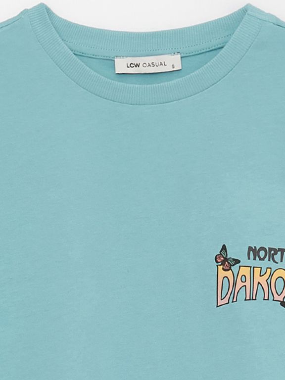 Women's Crew Neck Printed Short Sleeve T-Shirt