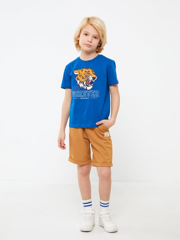 Crew Neck Printed Short Sleeve Boy T-Shirt