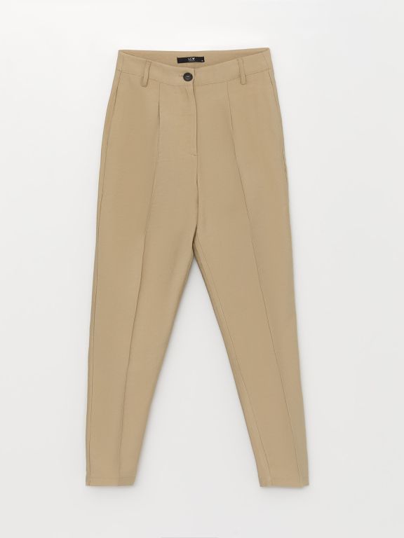 Women's High-Waisted Carrot Cut Plain Pants