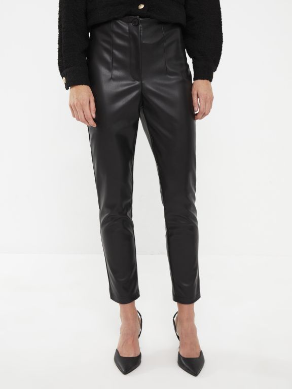 Standard Fit Regular Faux Leather Women's Trousers