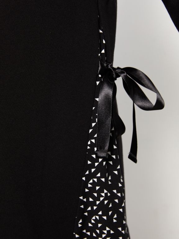 Crew Neck Patterned Long Sleeve Maternity Dress