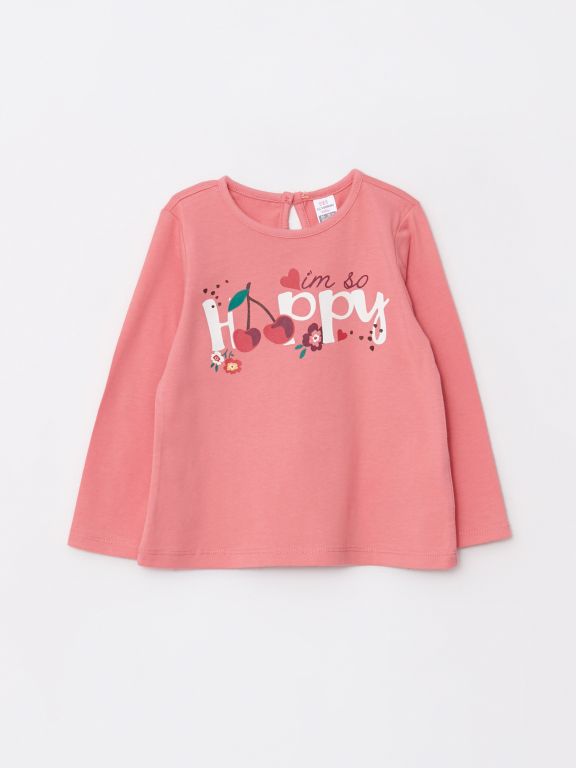 Crew Neck Long Sleeve Printed Baby Girl T-shirt 2-Pack