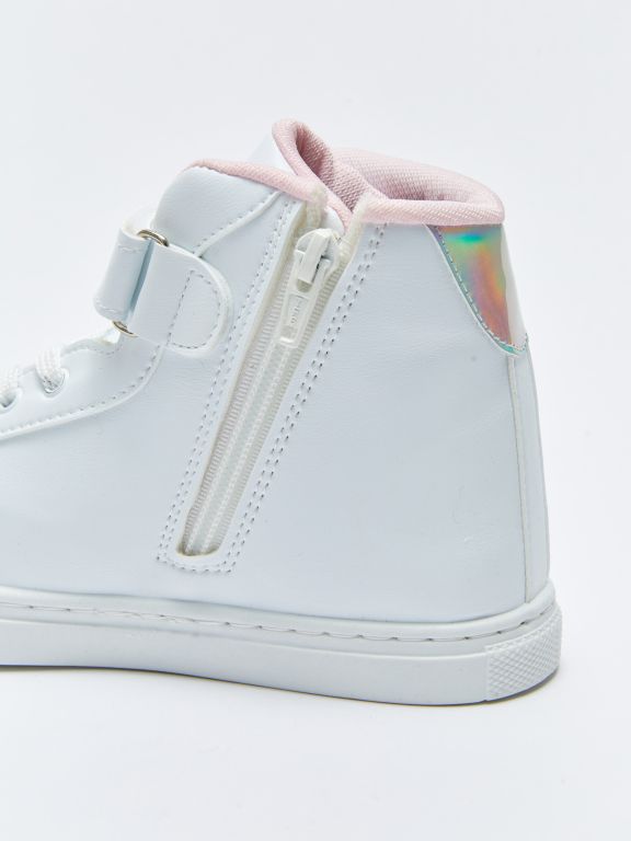 Printed Lace-Up Velcro and Zipper Ankle Boy Girl Sports Shoes