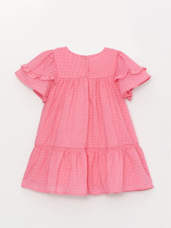 Crew Neck Self-Patterned Baby Girl Dress