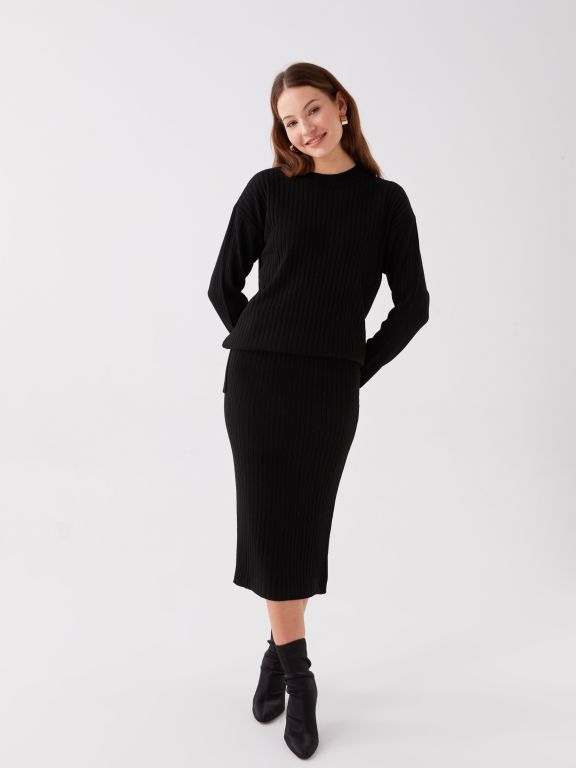Women's Elastic Waist Plain Knitwear Skirt