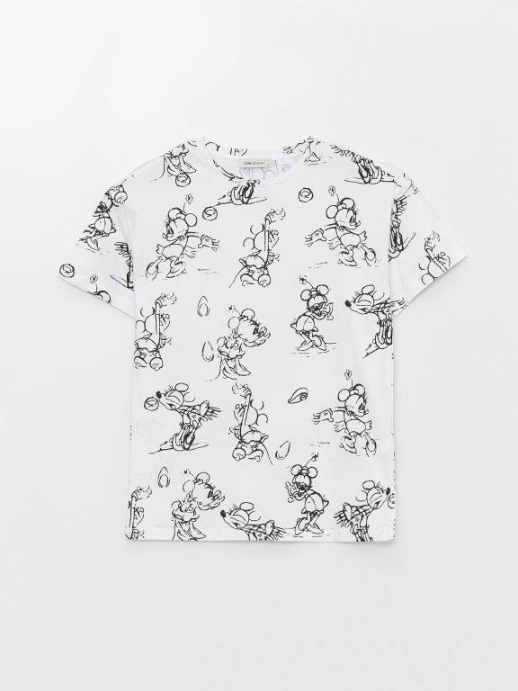 Crew Neck Disney Printed Short Sleeve Women's T-Shirt