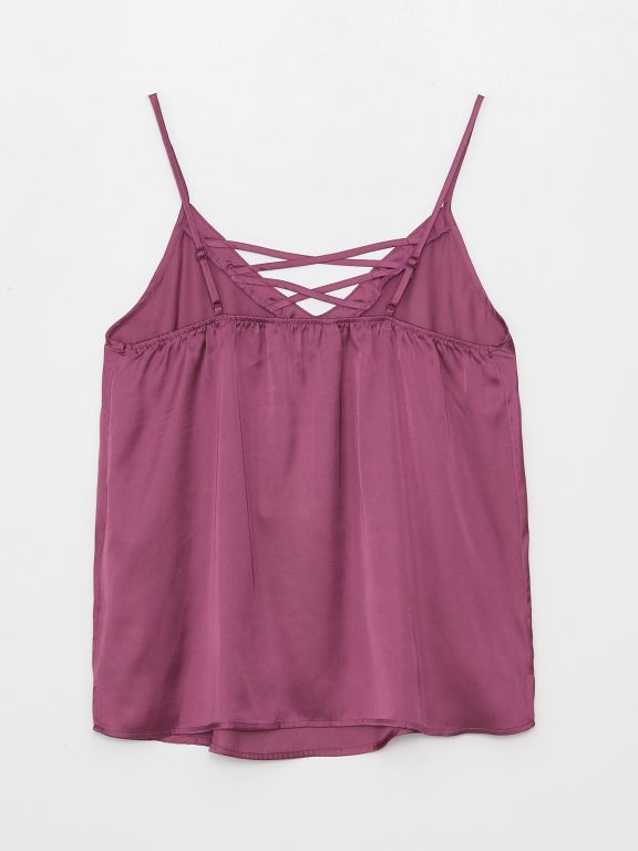 V-Neck Straight Strap Satin Women's Pajamas Set