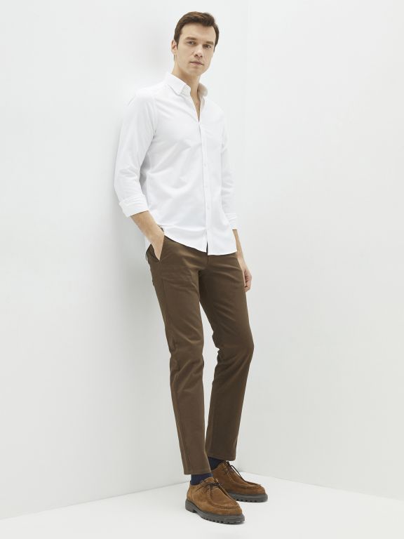 Slim Fit Gabardine Men's Chino Trousers