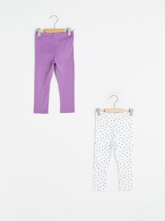 Elastic Waist Printed Cotton Baby Girl Tights 2-Pack