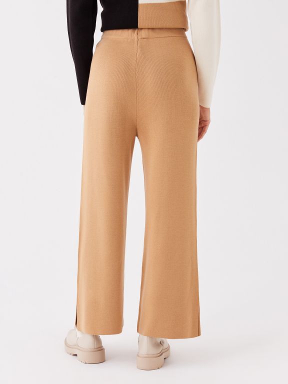 Elastic Waist Regular Bell-Bottoms Women's Tricot Trousers