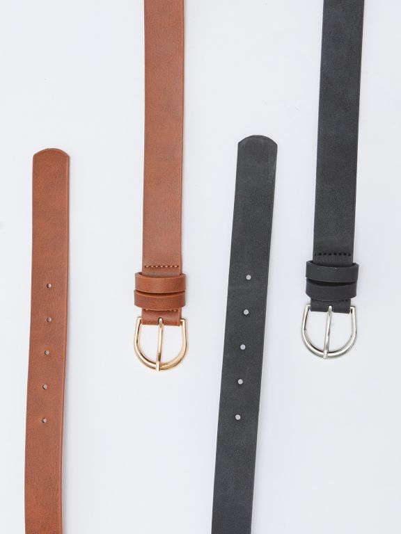 Leather Look Women Belt 2 Pieces