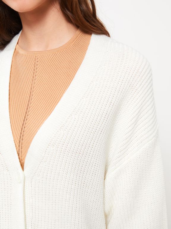 V Neck Regular Long Sleeve Women's Tricot Cardigan