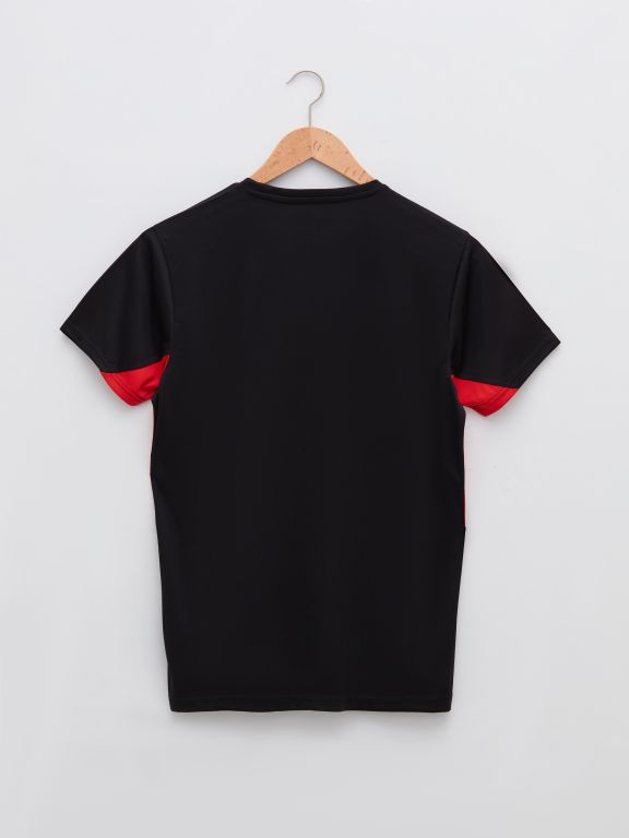 Crew Neck Short Sleeve Color Block Men's Sports T-Shirt