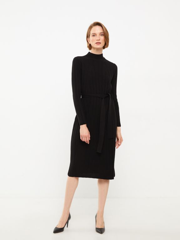 Half Turtleneck Regular Long Sleeve Women's Tricot Dress
