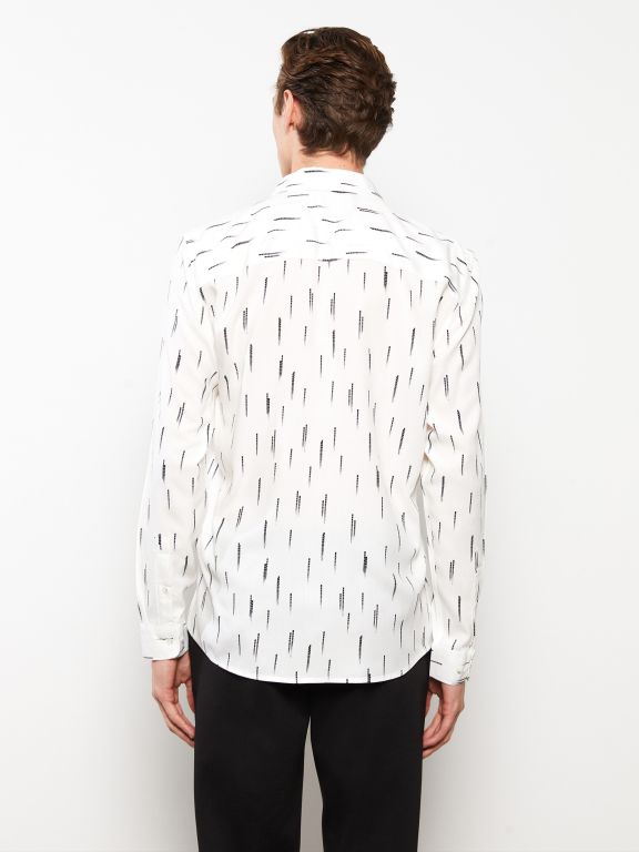 Regular Fit Long Sleeve Patterned Men's Shirt