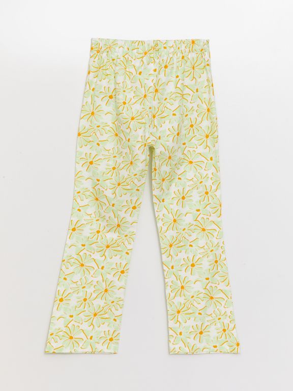 Elastic Waist Patterned Spanish Leg Girls' Trousers