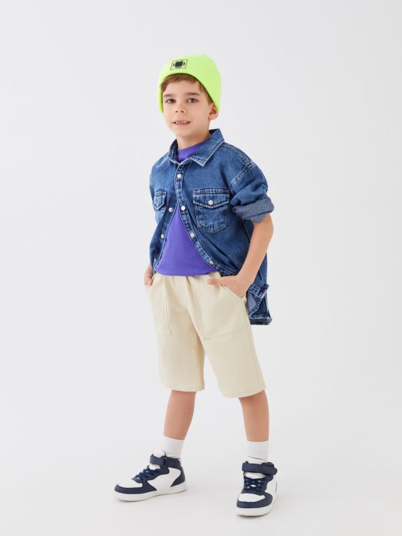 Basic Long Sleeve Boy Jean Shirt