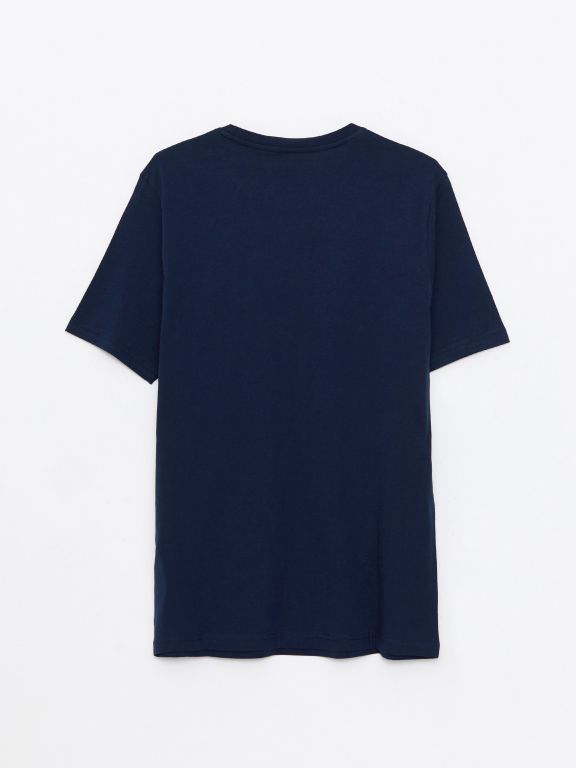 Crew Neck Short Sleeve Printed Combed Cotton Men's T-shirt